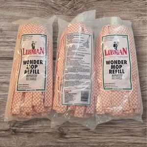 Vintage 2000-3 Pack Libman Wonder Mop Refill Machine Washable NEW